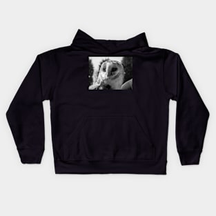 Barn Owl in Black and white Kids Hoodie